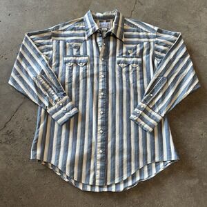 Rockmount Ranch Wear Mens L Shirt Shadow Plaid Western Diamond Snap Chambray USA